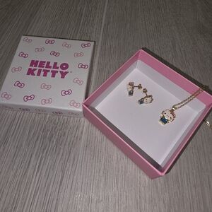 Gold Flash Plated Hello Kitty Necklace and Earring Set
